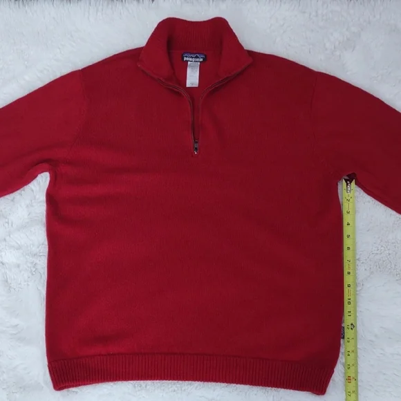 Patagonia 80%Lambswool,20%Nylon, Size XL,Red Half-Zip Sweater - Picture 14 of 17